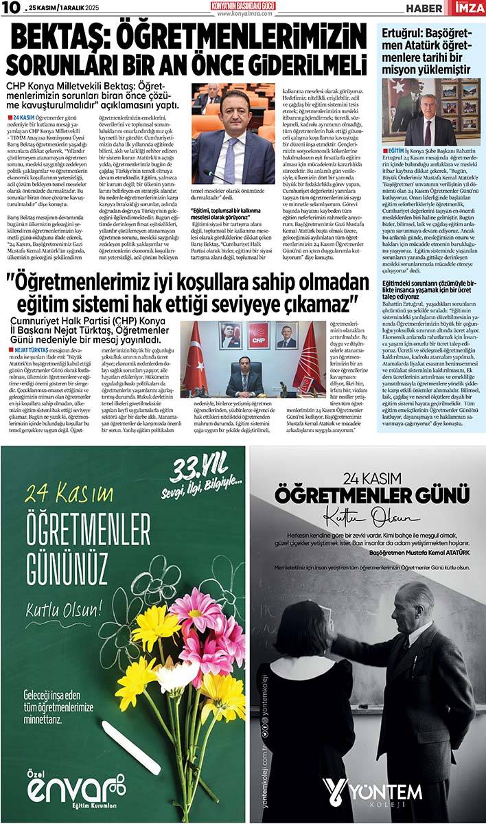 Konya İmza E-GAZETE (25 Kasım / 1 Aralık 2025) 10